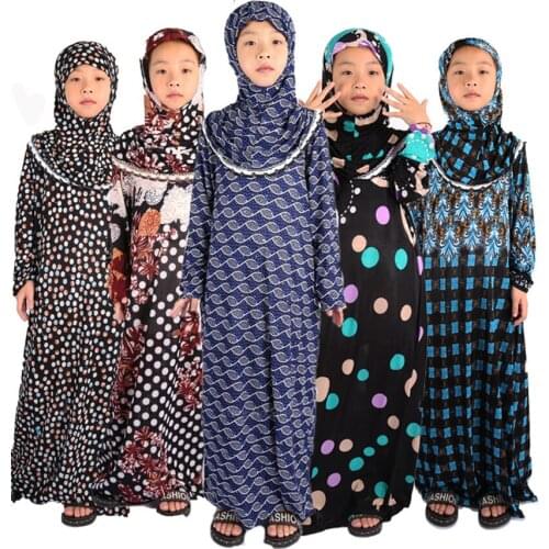 Muslim Abaya Dubai Kids Kaftan Hijab Dress Slamic Clothing 12Colors Random Baby Girl Clothes Long Robe Turkey Clothing for Women