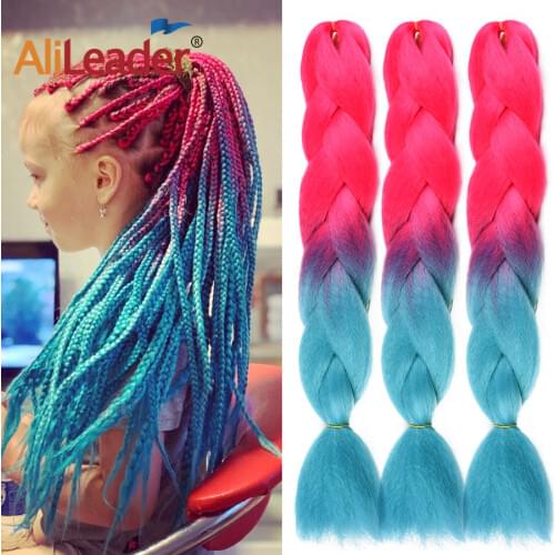 AliLeader 24inch Pink Ombre Pink Purple Jumbo Braids Synthetic Crochet Braiding Hair Extensions Hairstyles 102 Colors
