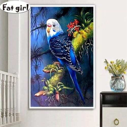 5D DIY Diamond Embroidery Dark blue parrot Cross stitch Diamond Painting Round Drill Vertical version home Decor New Arrivals