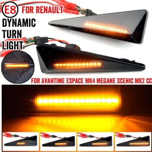 For Renault Megane MK2 CC Espace MK4 Scenic MK2 Wind Avantime Thalia 2 Car Side Marker Turn Signal Indicator LED Dynamic Lights