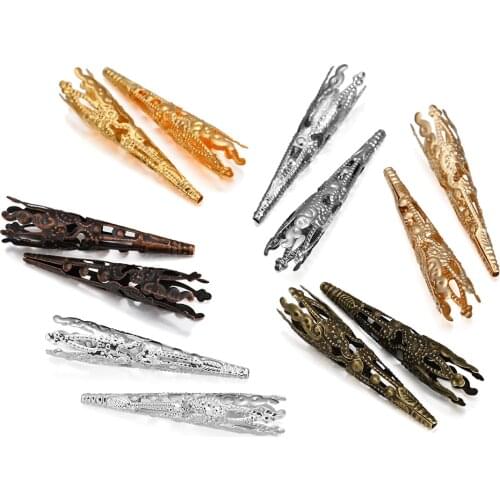30pcs Hollow Out Cone Filigree Bugle Flower End Bead Caps For DIY Earrings pendants Jewelry Making Findings Supplies Accessories