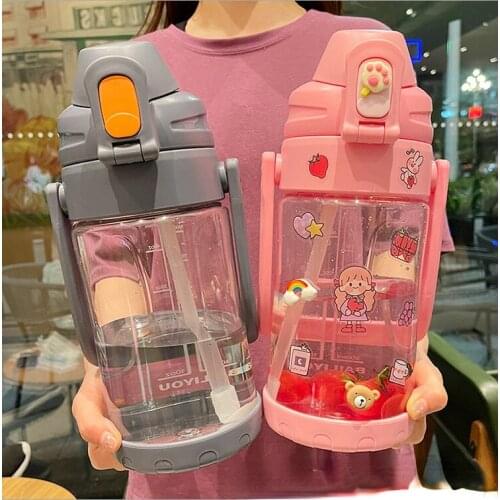 1450~2000ml Large Water Bottle Summer Portable Drop Proof Sports Kettle with Lid and Rope Useful Suction Cup with Large Capacity