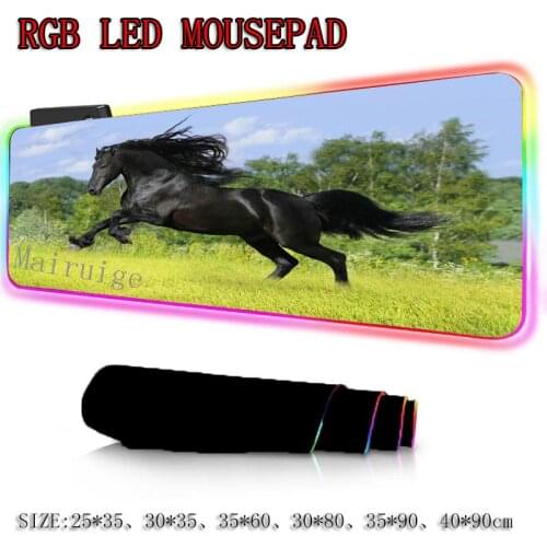 Mairuige Running Dark Horse Anime Large Game RGB Mouse Pad Black Lockedge Fashion Office Computer Desk Mat Speed Rubber Non-slip