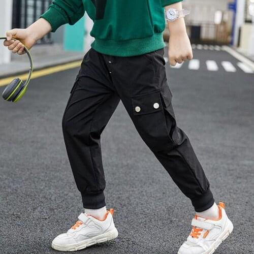 Black Grey Spring Autumn Casual Pants Boys Kids Trousers Children Clothing Teenagers School Cotton Home Gift Beach High Quality