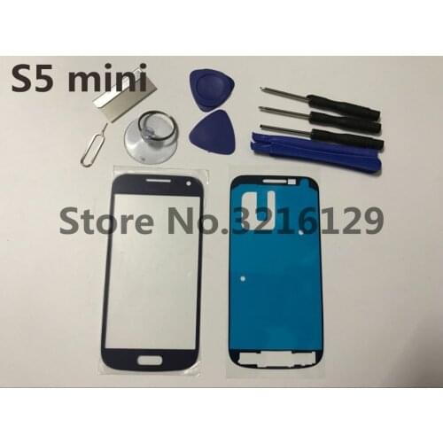 Black/white/blue g800 Front Outer Glass Lens replacement for Samsung Galaxy S5 mini G800 G800F LCD touch screen+Adhesive+Tools