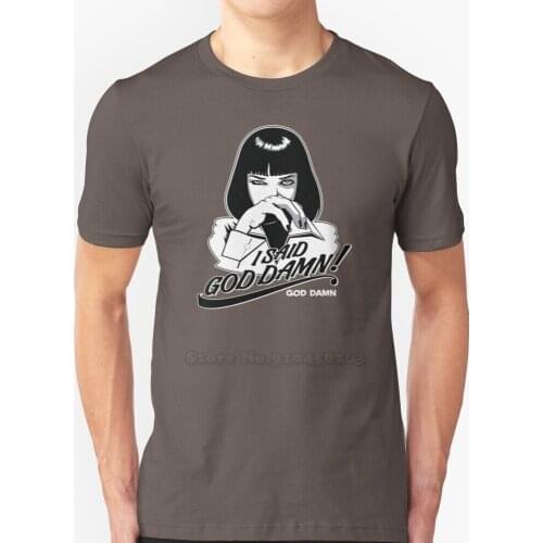 Pulp Fiction - Mia Wallace God Damn! T Shirt New Summer Fashion Casual Cotton Round Neck T Shirt Mia Wallace Pussy Wagon Red