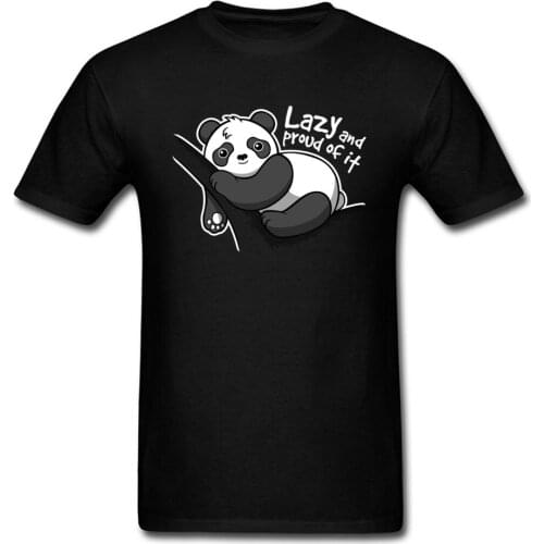 Graphic T Shirts Print Your Own T Shirt Jersey Mens Cute Animal Lazy Panda T-Shirt 100% Cotton No Pocket Design A Teeshirt