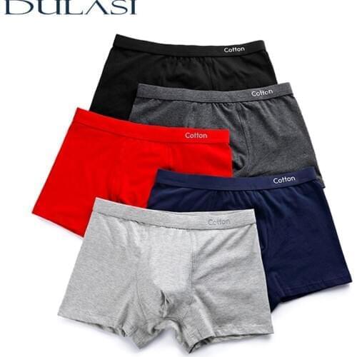 Cotton Mens Underpants Classica Solid Color Breathable Boxer Shorts Sexy New Top Casual Underwear Recommend XL-4XL DULASI