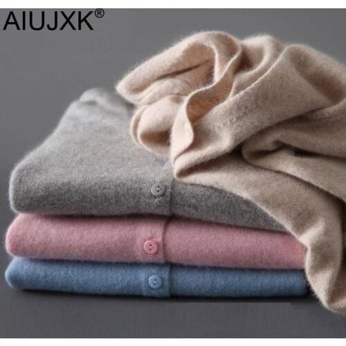 AIUJXK Cashmere Style Soft Cardigan Women 2020 Autumn Winter V Neck Knitwear Korean Knit Top Woman Clothes Fall Cardigan Sweater