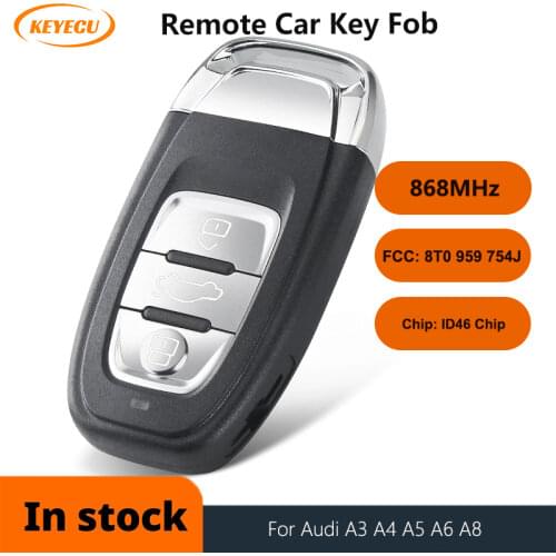KEYECU Remote Key 3 Button 868MHz 8T0 959 754 J 8T0 959 754 D / 433MHz 8K0 959 754 G / 315MHZ 8T0 959 754C for Audi Q5 A4 A5