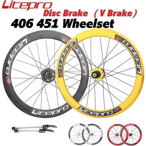Litepro S42 406 451 Folding Bike Disc Brake Wheel Set Double Wall Rims 100mm 135mm 2-4 Bearing Hub 8-9-10-11 Speed Wheelset