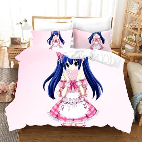 Anime FAIRY TAIL Comforter Bedding Set Childrens Bed Linen Cartoon Duvet Cover Cute Girls Bed With Pillowcase Dropshipping