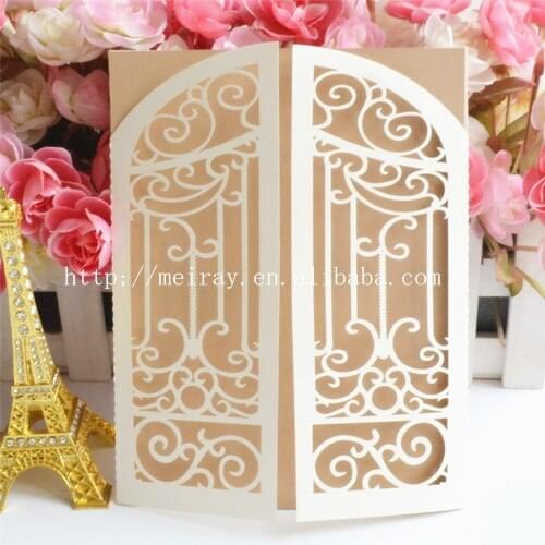 Laser cut wedding invitations 2015 paper cards printable card European design gate blank cards for wedding invitations