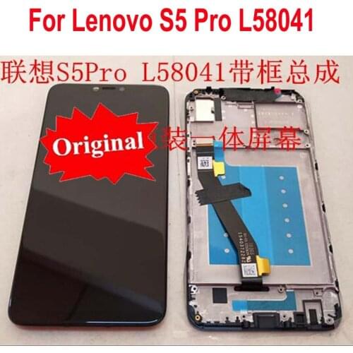 Best Working LCD Display Touch Screen Digitizer Assembly Sensor + Frame bezel For Lenovo S5 Pro L58041 S5ProGT L58091 Pantalla