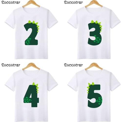 Cute Dinosaur Boys T shirt 1 2 3 4 5 6 7 8 9 Years Birthday Customize Name Kids T-shirts Party Baby Children Clothes,HKP2481