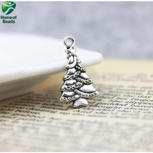 Fashion DIY antique Silver Color Christmas Tree charms alloy pendants (8 pieces/pack) ZA1106