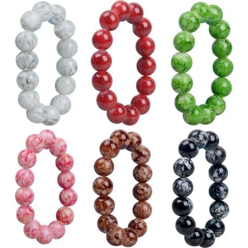 Cross-border European and American Fashion Simple Female Paint Glass Imitation Agate Bead Stone Bracelet