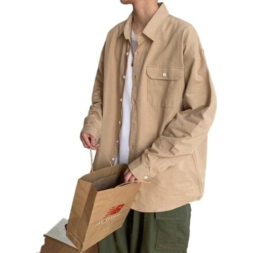 Spring and autumn shirt mens long-sleeved Korean version of the trend handsome work shirt Hong Kong wind handsome casual jacket