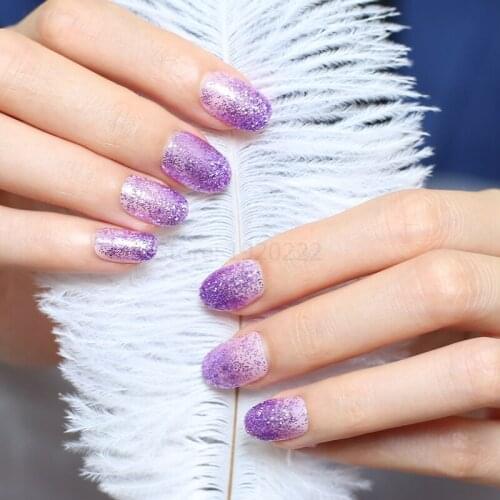 The new acrylic nails decorative sequins glittering armor UV minimum airflow purple N38