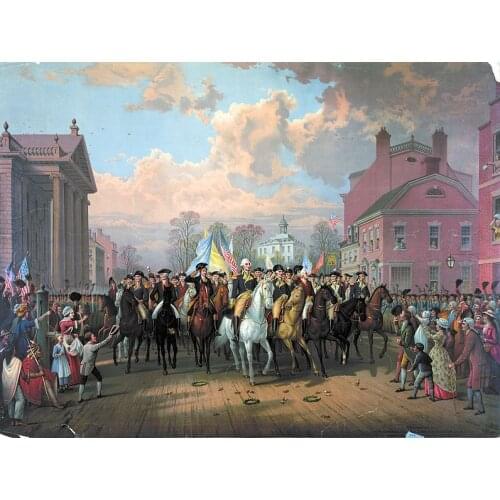 Wholesale oil painting # Washington enters New York in triumph following the British evacuation of America print painting
