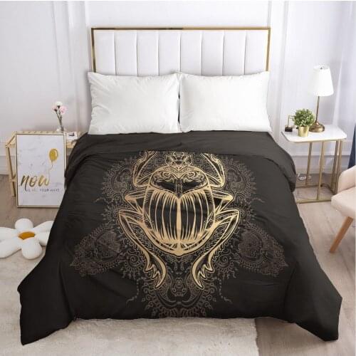 Custom Duvet Cover with Zipper Comforter/Quilt/Blanket Case Queen/King 220x240 140x200 155x220 3D Bedding Black Golden