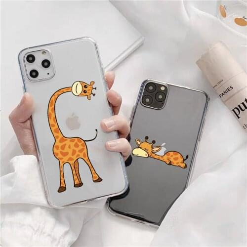 Cute Cartoon Animal Giraffe Clear Case For Coque iphone SE 2020 12 Mini 11 Pro Max 7 8 6s Plus Cover For iphone X XR XS MAX Case