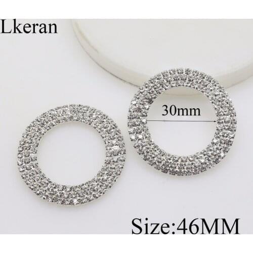 Rodless 5pcs/lot 46mm Three Row Round-Shaped Rhinestone Buckle Diamante Crystal silver Circle Wedding Invitation card Decoration