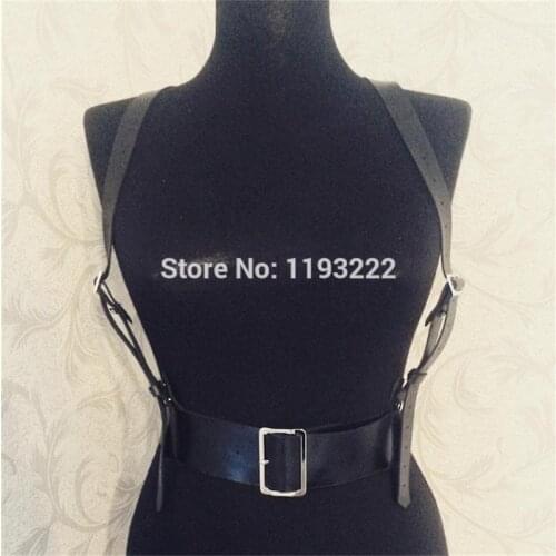 Harajuku Fashion Punk Gothic Real Leather Girl Harness 3.8cm Wide Waist Belt Straps Body Belts