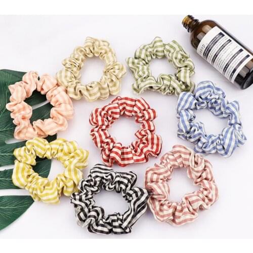 8pcs/set Fabric Grid Scottish Style Elastic Rubber Bands Big Size Hair Accessories Colorful Women Girls Headwear Fashion Hot