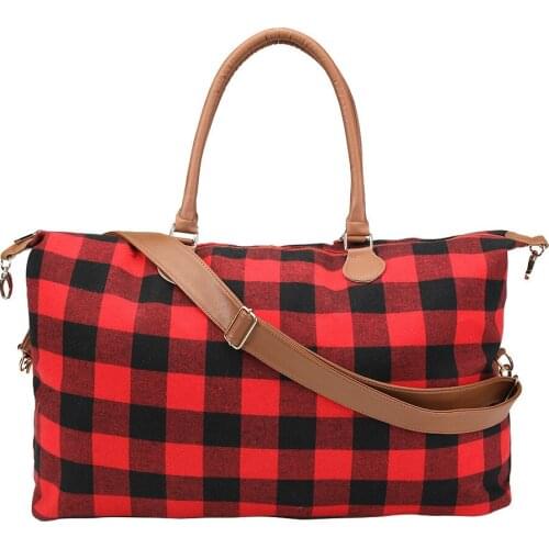Christmas Hot Sale Handbag Weekend Travel Duffle Bag Large Capacity Canvas Plaid bags 2021
