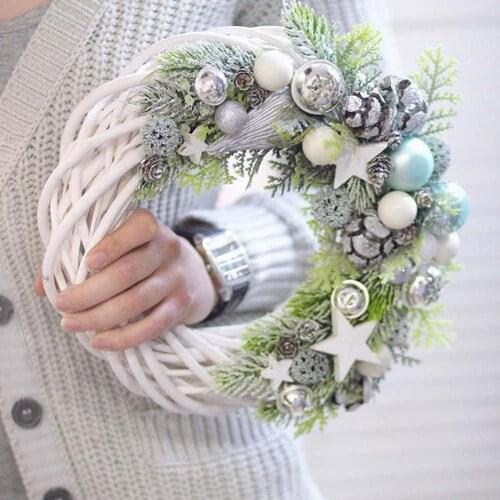 Christmas Rattan Wreath Ornaments Hanging Flower Crafts Home Party Decoration