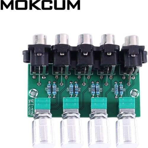 Mini Stereo 4-Channel Amplifier Module Selector Lossless Audio Signal Mixer 4-Input and 1-Output Adjustable Volume