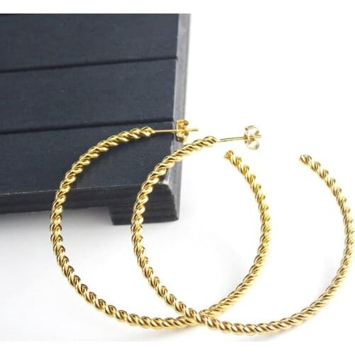 Extra oversize twist hoop earring for women stainless steel entwine half circle hoop earring free shipping minimalist gold color