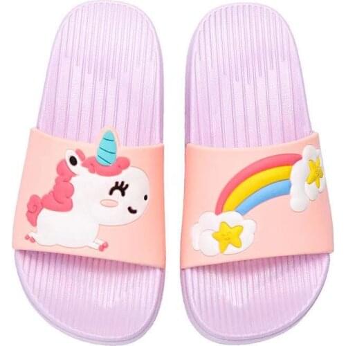 Baby Girls Cartoon Unicorn Toddler Beach Swimming Slippers Kids Boy Rainbow Shoes Children Summer Flip Flops Indoor Cute Sandals