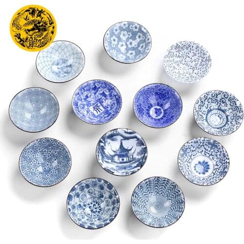 Blue and white porcelain Ceramic tea cup teacup 110ml Kung fu tea set porcelain Japanese Style Handmade painted Small tea bowl