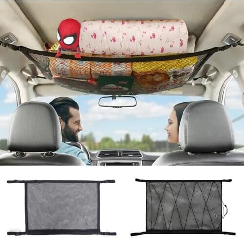 SUV Car Ceiling Storage Net Pocket Car Roof Bag Interior Cargo Net Breathable Mesh Bag Auto Stowing Tidying Interior Accessories