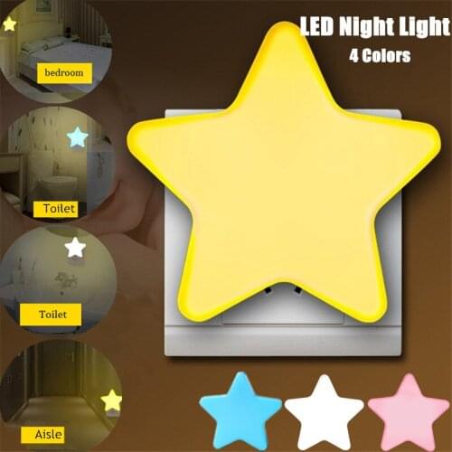 Light Sensor Control Mini Star LED Night Light for Dark Night Children Bedroom Bedside Lamp with EU/US Plug
