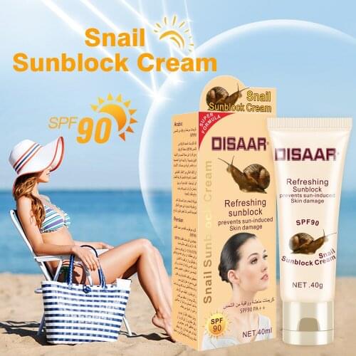 Snail Sunblock Cream SPF 90 Moisturizing Prevent Sun Damaged BB Cream Ostrich,Green Tea,Aloe Vera Sunscreen Whitening Face Body