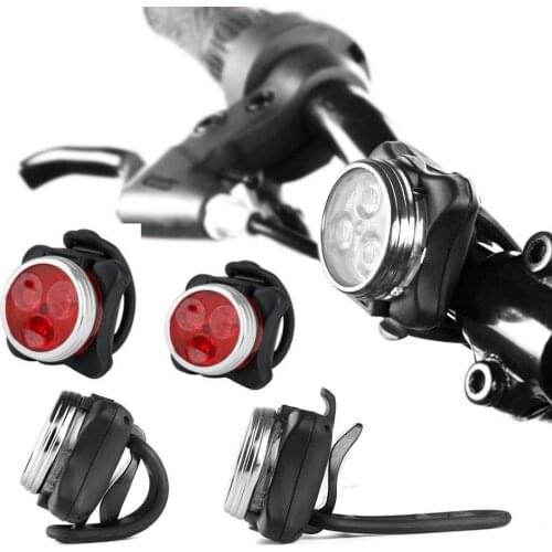 1 Pair USB Rechargeable Bike Light Set Super Bright Front Headlight and Free Rear LED Bicycle Light 650mah Safety Warning Lamp