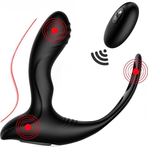 Vibrator For Men with Wireless Remote Electric Shock Rings 10 Vibration Modes Prostate Stimulator Adult Toys Sex Toys for Men