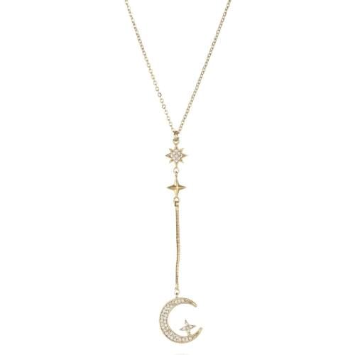 2021 New Fashion Brand Jewelry Elegant Crystal Moon Pendant&necklaces for Women Zirconia Star Charm Choker Necklaces