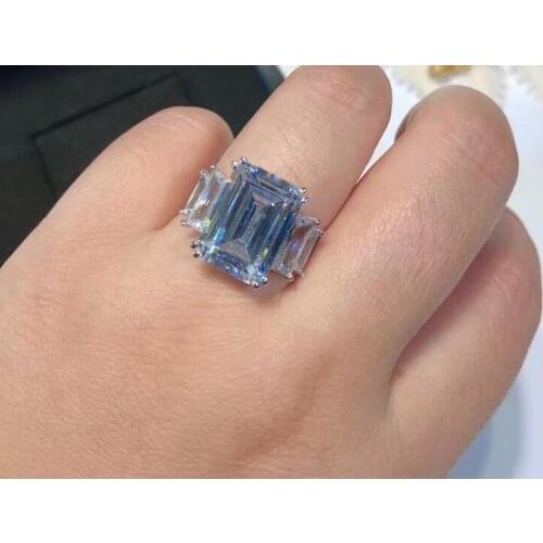 925 Sterling Silver CZ Crystal square ring gorgeous geometric gem stone ring wedding jewelry Promise Female Finger silver Rings