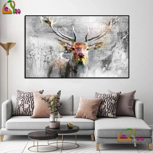 Animal Art 5d diy diamond painting Modern Elk Deer full square round drill diamond embroidery landscape mosaic wall home Decor