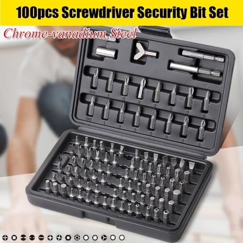 100pcs Screwdriver Security Bit Set Torx Tamper Screws Hex Key Phillips Slotted Tri-Wing Car Repair Screwdriver Hand Tool Kit