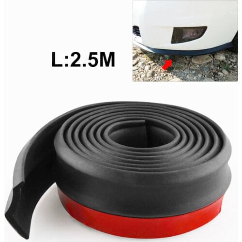 2.5M Universal Car Front Rear Side Bumper Lip Splitter Rubber Protector Body Spoiler Valance Chin Rubber Car Bumper Lip