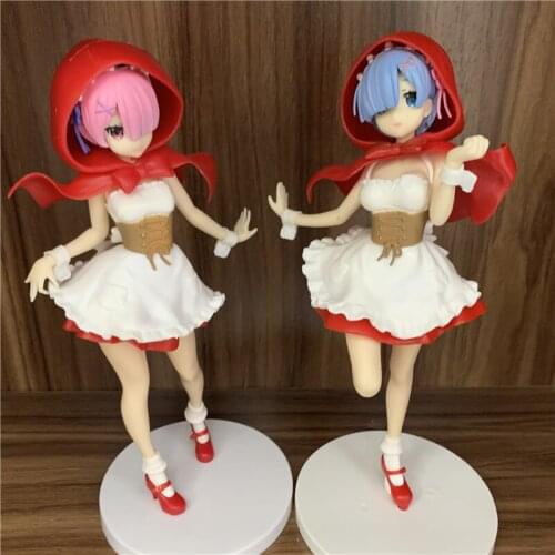 2 Styels Cute Rem Dress Red Hat Standing Ver. PVC Action Figure Anime Re:Life in a different world from zero Collect Model Gift