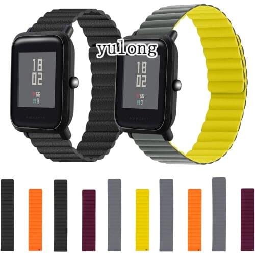 20mm 22mm Silicone Strap Band For Huami Amazfit Bip Lite Bip S U for Huami Neo /GTS GTS 2 Mini Magnetic Loop Watchband