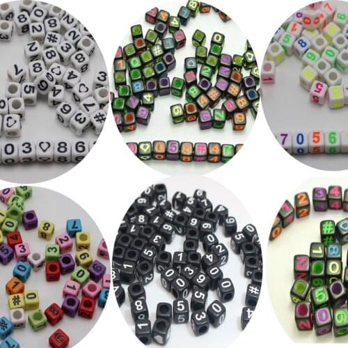 250 Assorted Number "0-9" "#" Cube Pony Beads 6X6mm Jewelry Craft Funny Beads