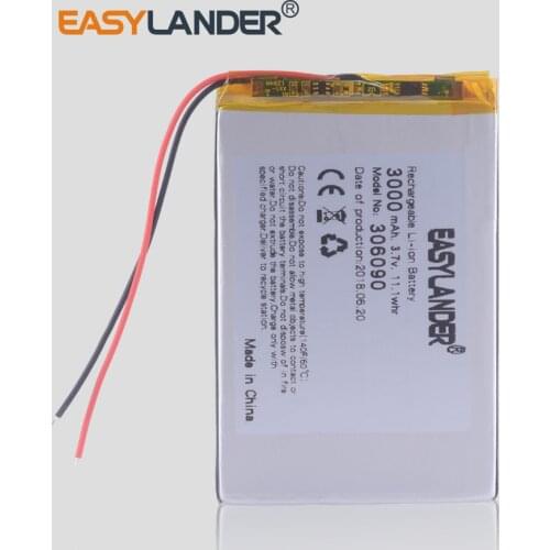 3.7V Lipo lithium polymer batteries 306090 3000mAh For 7 inch Tablet PC Universal Battery E-Book