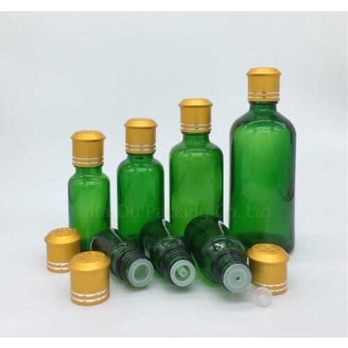 480x 5ml/10ml/15ml/20ml/30ML/50ml/100ml Green Glass Bottle Vials Essential Oil Bottle with Decorative pattern cap Perfume bottle